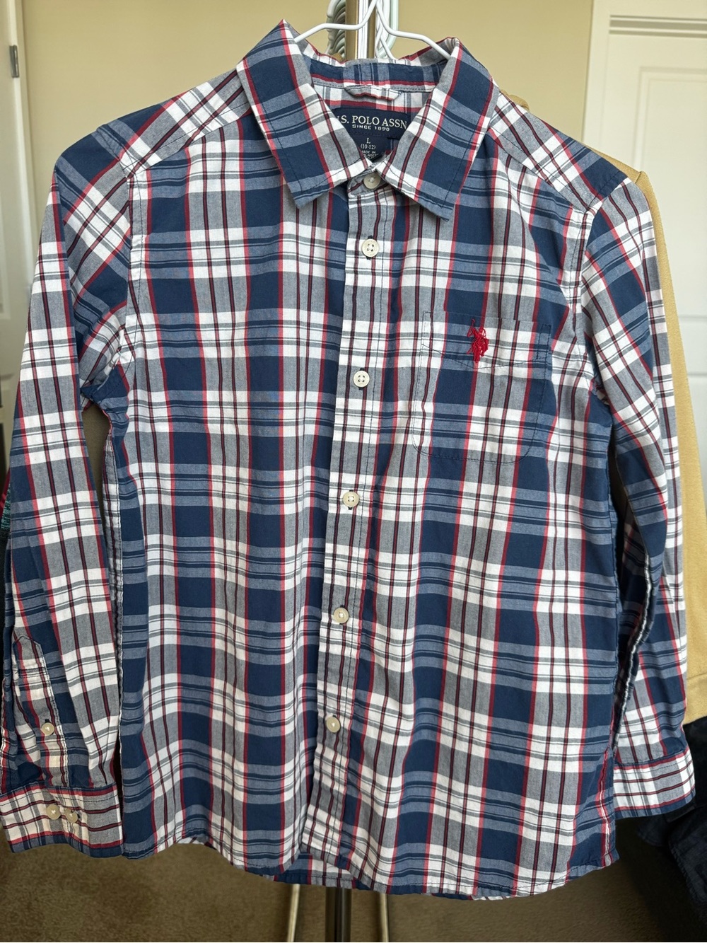 U.S. Polo Assn. Navy, White & Red Plaid Button-Down Shirt
